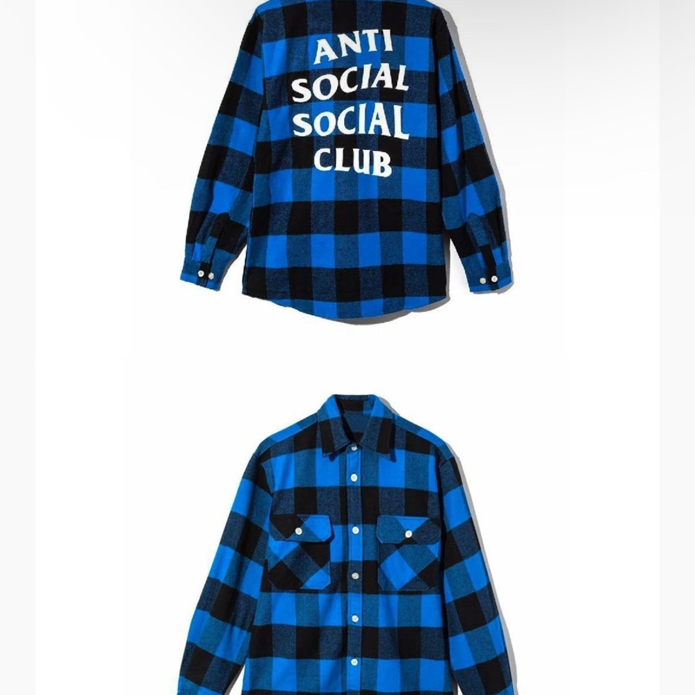 Anti Social Social Club Blue Plaid Shirt -XL - NWOT